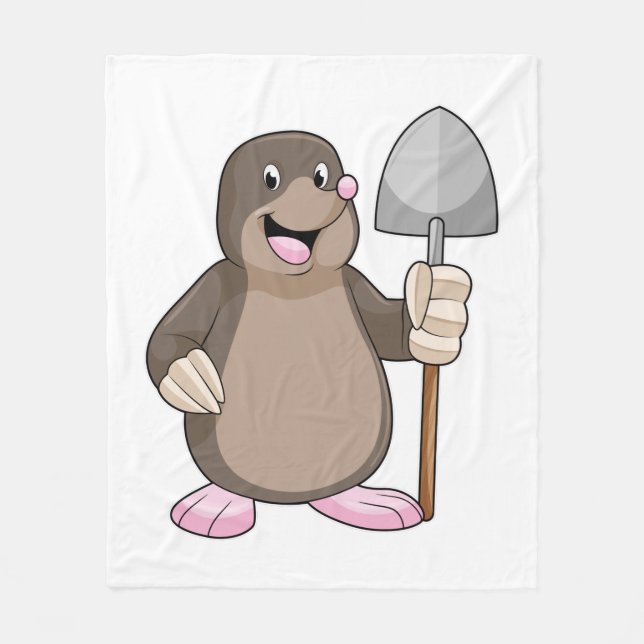 Mole with Shovel Fleece Blanket (Front)