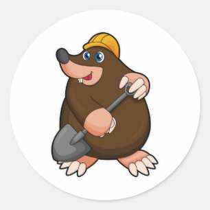 Mole with Shovel & Hard hat Classic Round Sticker