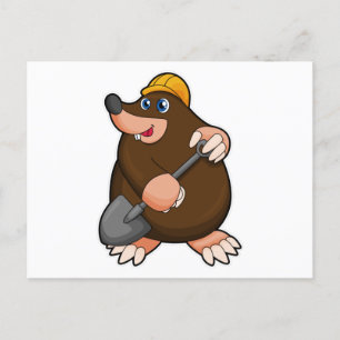 Mole with Shovel & Hard hat Postcard