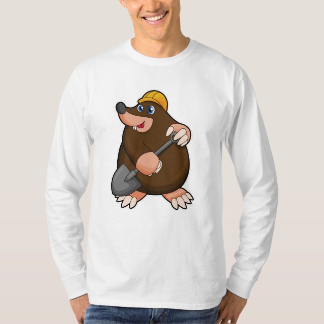 Mole with Shovel & Hard hat T-Shirt (Front)
