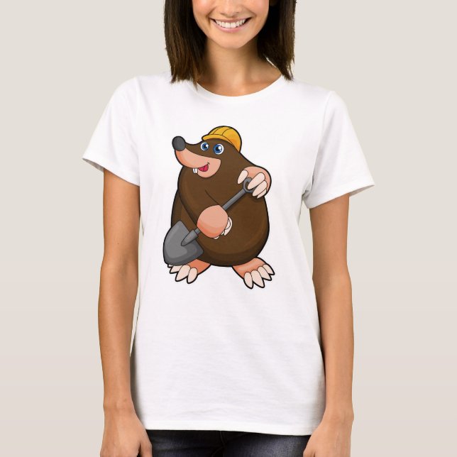 Mole with Shovel & Hard hat T-Shirt (Front)