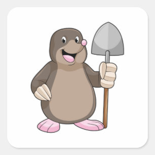 Mole with Shovel Square Sticker