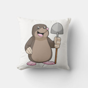 Mole with Shovel Throw Pillow