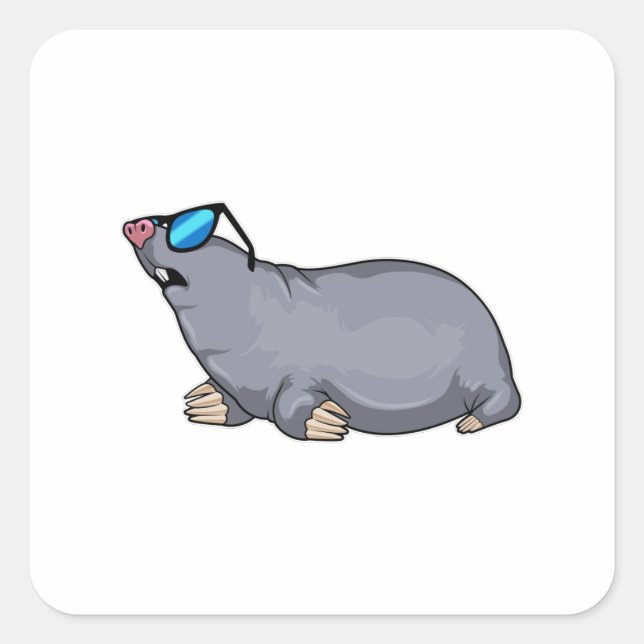Mole with Sunglasses Square Sticker (Front)