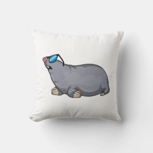 Mole with Sunglasses Throw Pillow