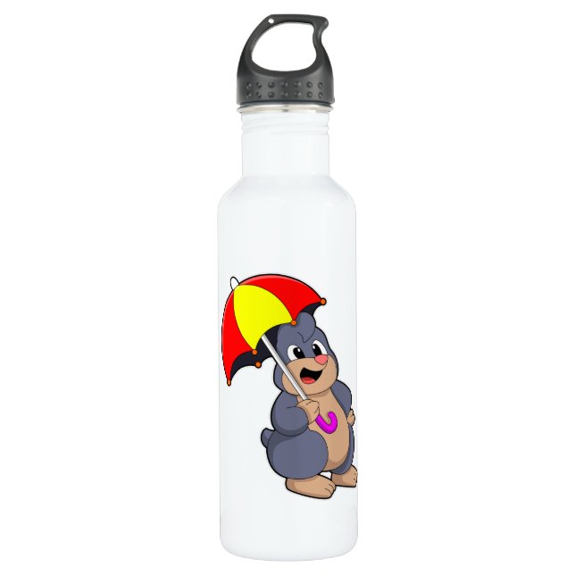 Mole with Umbrella 710 Ml Water Bottle (Front)