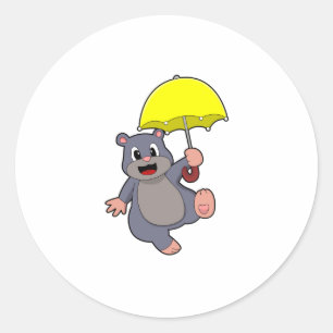 Mole with Umbrella Classic Round Sticker