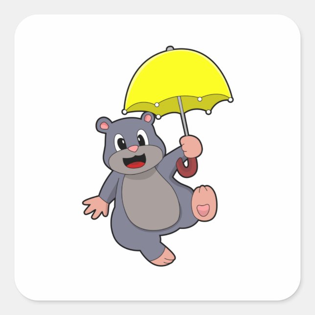 Mole with Umbrella Square Sticker (Front)