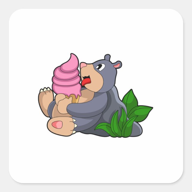 Mole with Waffle ice cream Square Sticker (Front)