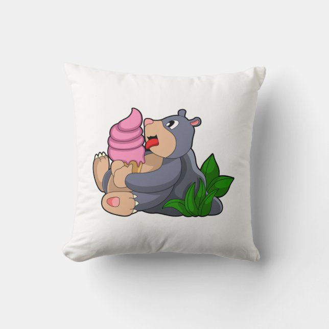 Mole with Waffle ice cream Throw Pillow (Front)