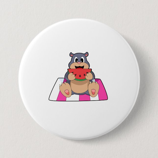 Mole with Watermelon.PNG 3 Inch Round Button (Front)
