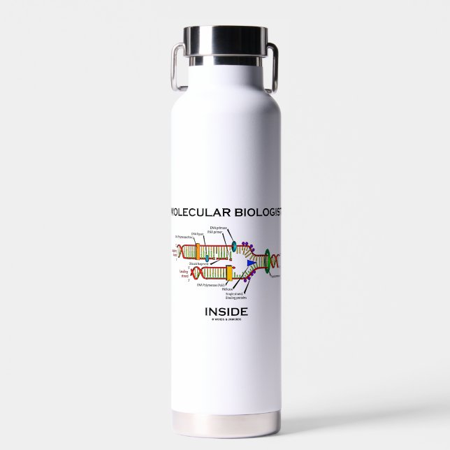 Molecular Biologist Inside DNA Replication  Water Bottle (Front)