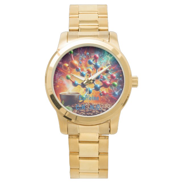 Molecular Caffeine Structure - Science Art Coffee Watch (Front)