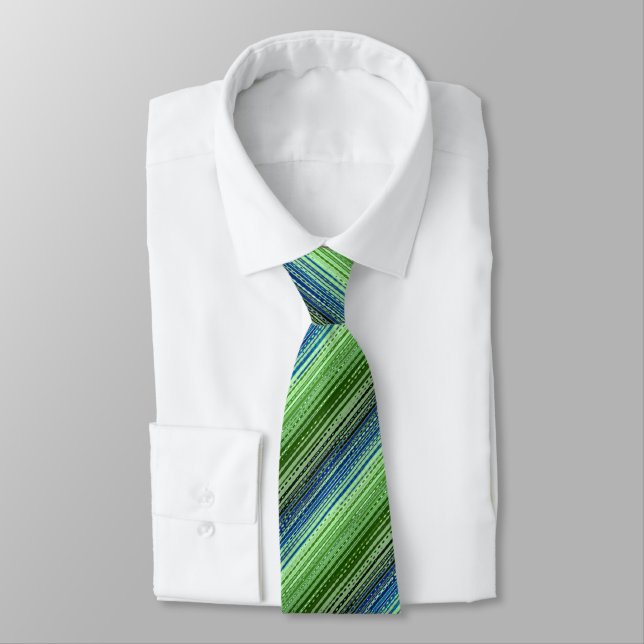 Molecule Variegated Striped Kelly & Navy Two-sided Tie (Tied)