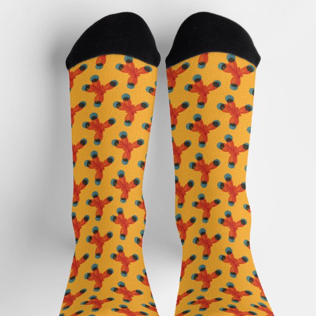 Molecules In Yellow Orange - Organic Chemistry Socks (Top)