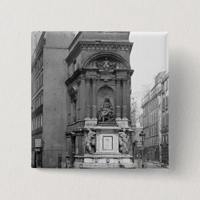 Moliere Fountain, 1844 2 Inch Square Button (Front)