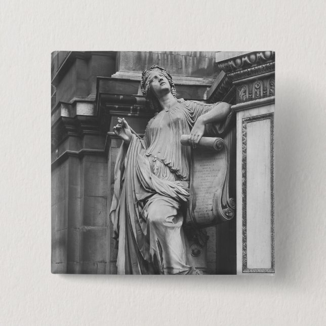 Moliere Fountain, Light Comedy, 1844 2 Inch Square Button (Front)