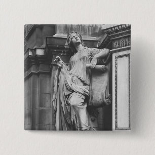 Moliere Fountain, Light Comedy, 1844 2 Inch Square Button