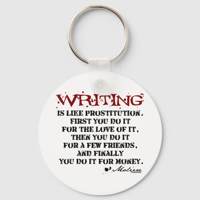 Moliere Writing Quote Keychain (Front)