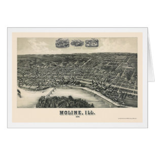Moline, carte panoramique de l'IL - 1889