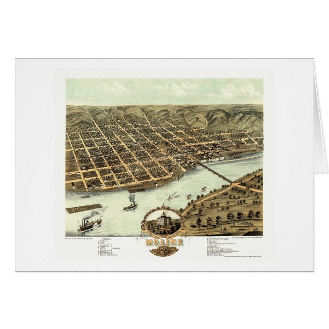 Moline, IL - carte panoramique - 1869 (Devant horizontal)