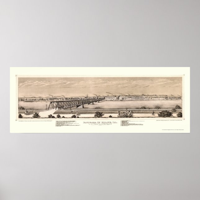 Moline, IL Panoramic Map - 1873 Poster (Front)