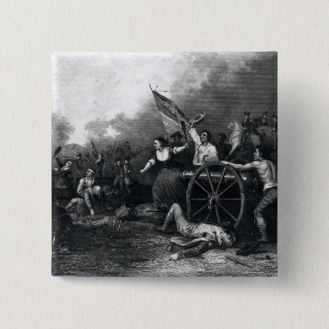 Moll Pitcher at the Battle of Monmouth 2 Inch Square Button (Front)