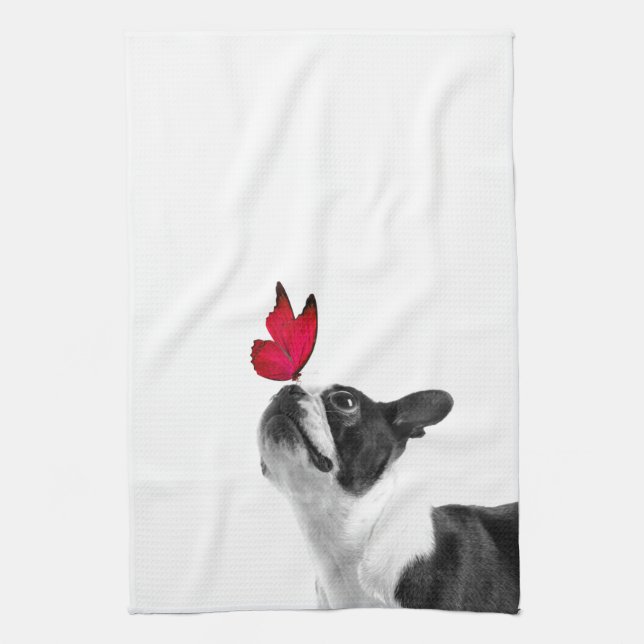 Mollie Mmouse ekind Boston Terrier Kitchen Towel (Vertical)