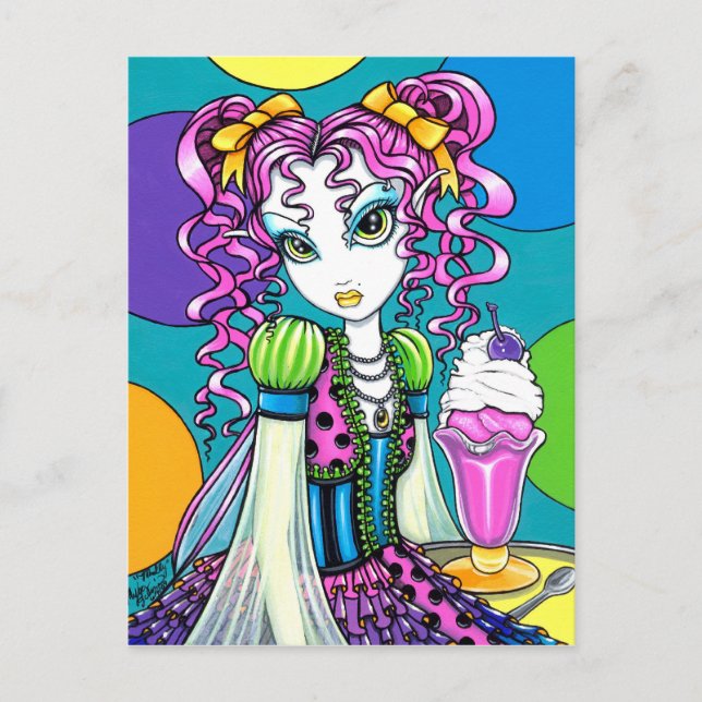 "Molly" Cute Rainbow Soda Shop Fairy Postcard (Front)