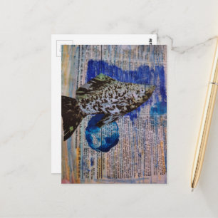 Molly Fish mixed media collage Postcard