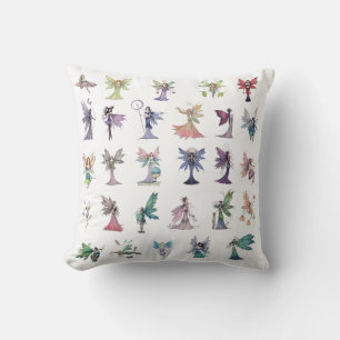 Molly Harrison Fairies Fun Colourful Faery Art Throw Pillow