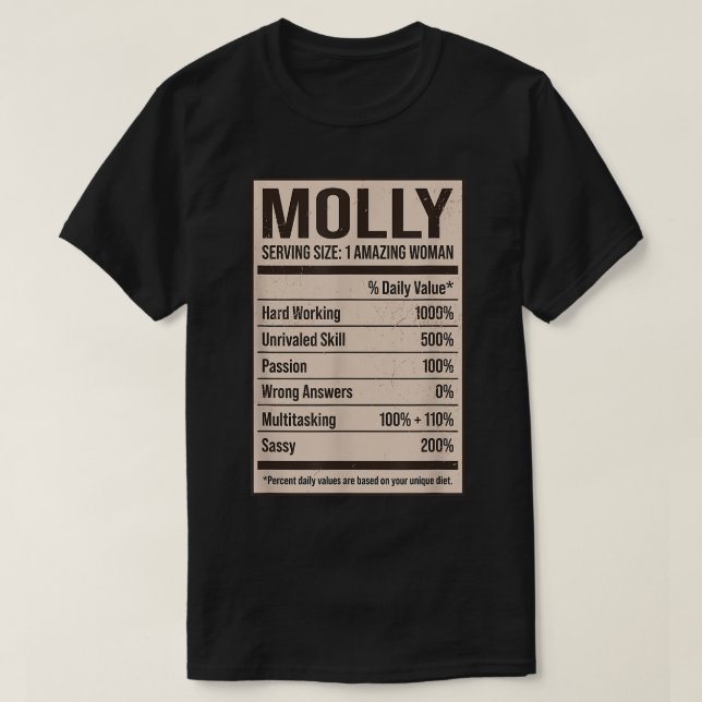 Molly Nutrition Facts Name Nickname Alias Title Fr T-Shirt (Design Front)