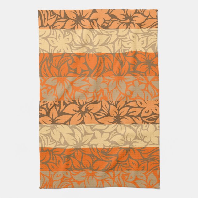 Moloaa Bay Hawaiian Hibiscus Serviettes rayées (Vertical)