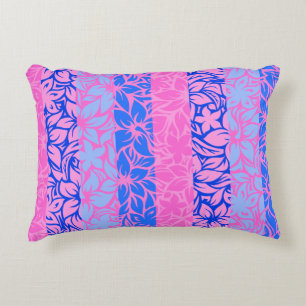 Moloaa Bay Hawaiian Hibiscus Striped Reversible Decorative Pillow