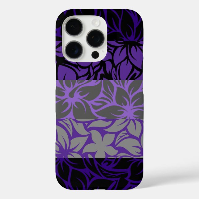 Moloaa Bay Hawaiian Striped Hibiscus Puple Case-Mate iPhone Case (Back)