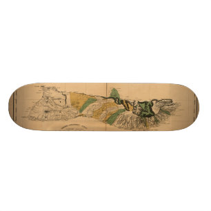 Molokai, 1897, Vintage Hawaii Map Skateboard