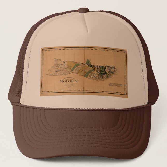 Molokai, 1897, Vintage Hawaii Map Trucker Hat (Front)