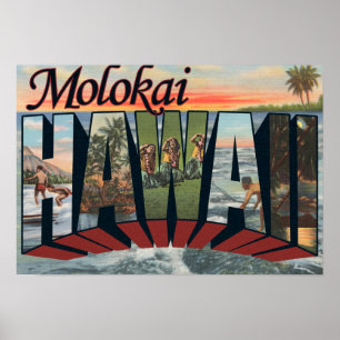Molokai, Hawaii - Large Letter Scenes Poster