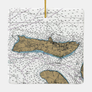 Molokai Hawaii Nautical Chart Ceramic Ornament