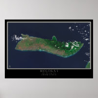 Molokai Island Hawaii Satellite Poster Map