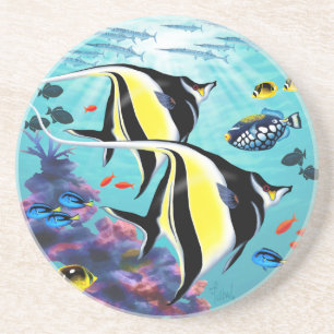 Molokini Cove Hawaiian Angel Fish Tropical Coaster