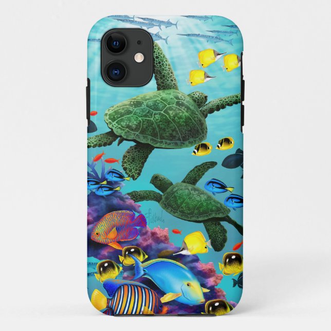 Molokini Cove Hawaiian Sea Turtle Tropical Fish Case-Mate iPhone Case (Back)