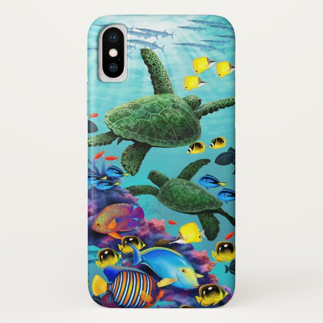 Molokini Cove Hawaiian Sea Turtle Tropical Fish Case-Mate iPhone Case (Back)