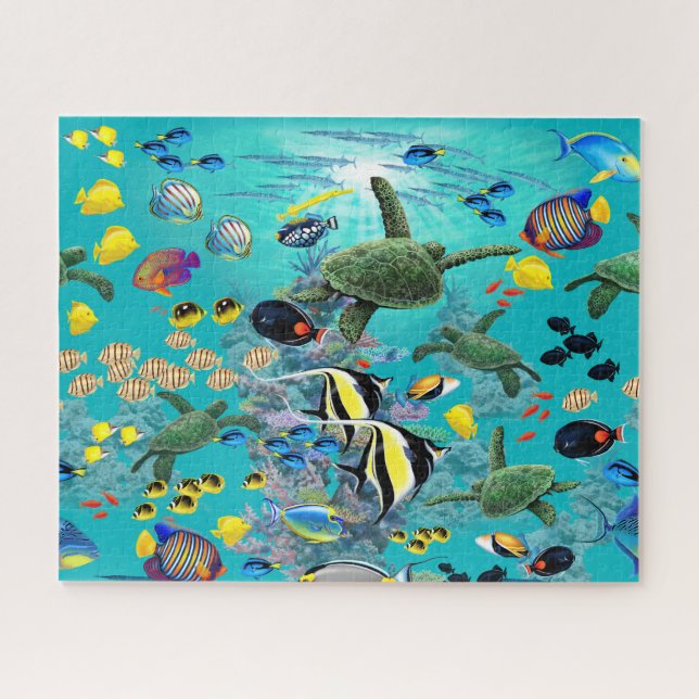 Molokini Cove Hawaiian Sea Turtle Tropical Fish Jigsaw Puzzle (Horizontal)