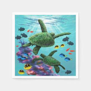Molokini Cove Hawaiian Sea Turtles Tropical Napkin