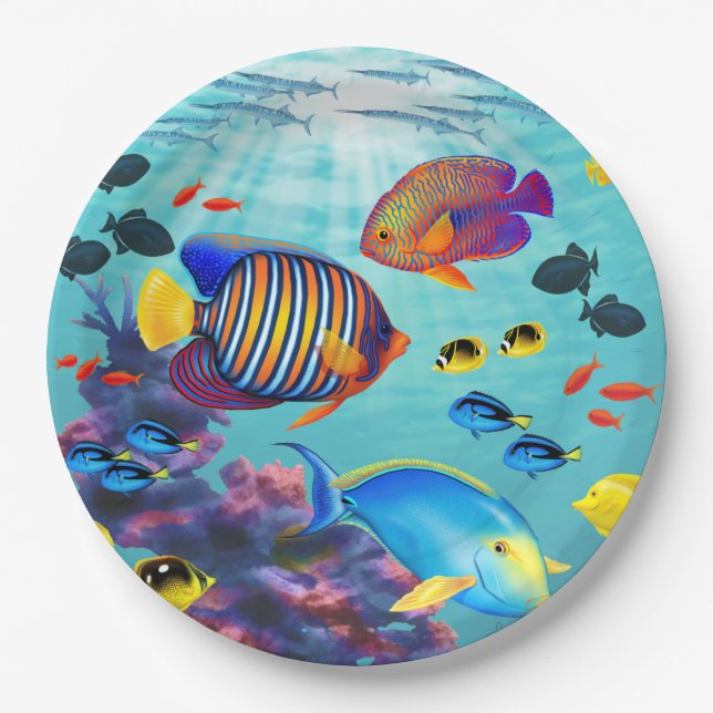 Molokini Cove Hawaiian Tropical Fish Paper Plate (Front)