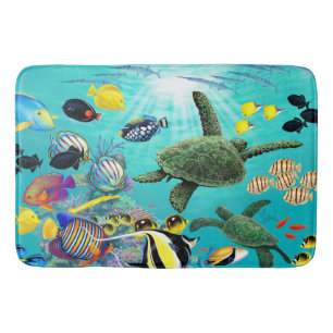 Molokini Cove Hawaiian Tropical Fish Sea Turtle Bath Mat