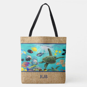 Molokini Cove Hawaiian Tropical Monogram Beach Bag