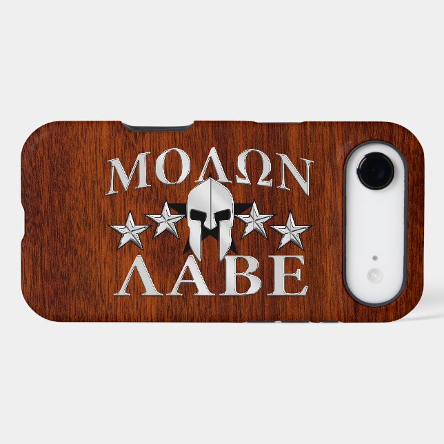 Molon Labe Casque spartiate 5 étoiles Style acajou (Verso (Horizontal))