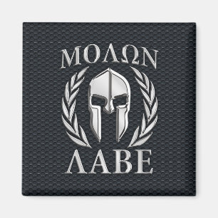 Molon Labe Chrome Like Spartan Helmet on Grille Magnet